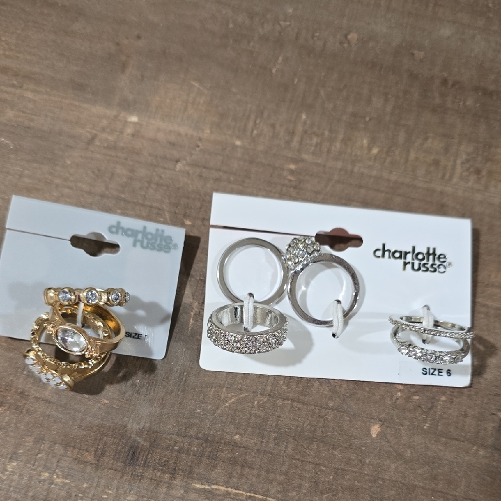Charlotte Russe Elegant Gold and Silver Ring Collection